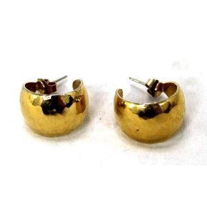 Vintage Contemporary Gold Tone Crescent Pierced Earrings Costume Jewelry